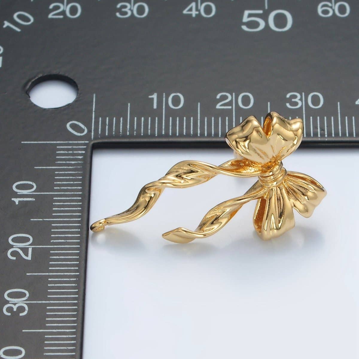 24K Gold Filled Ribbon Bow Open Loop Drop Stud Earring Findings | Z885