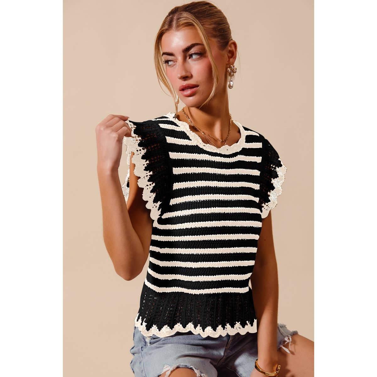STRIPE LIGHTWEIGHT SWEATER TOP