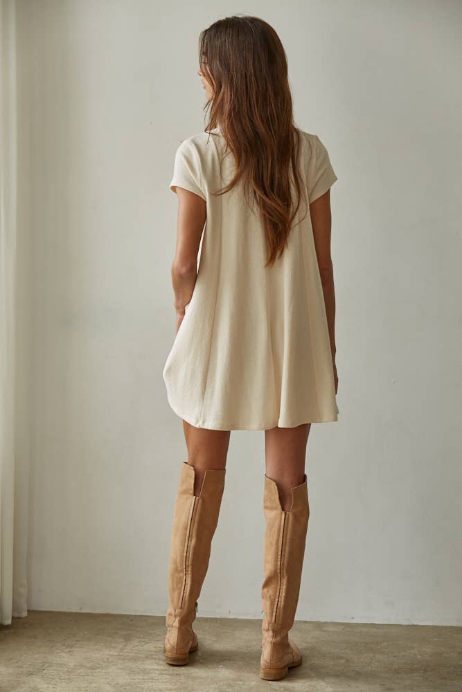 Knit Short Sleeve Flare Tunic Top