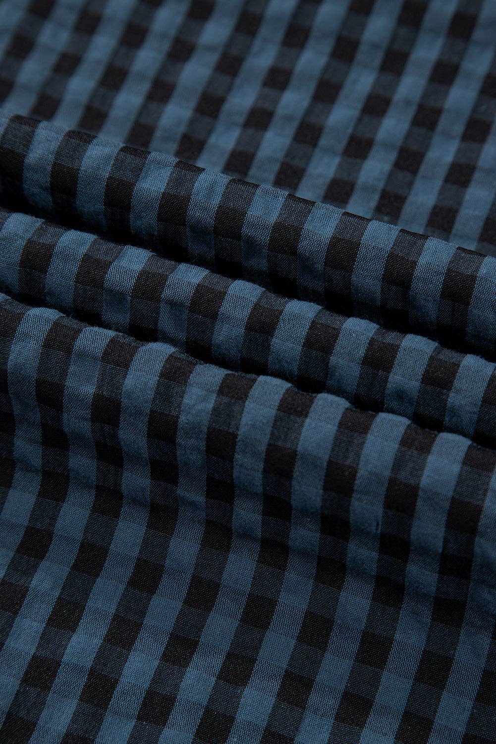 Blue Plaid Buttoned High Waist Overall