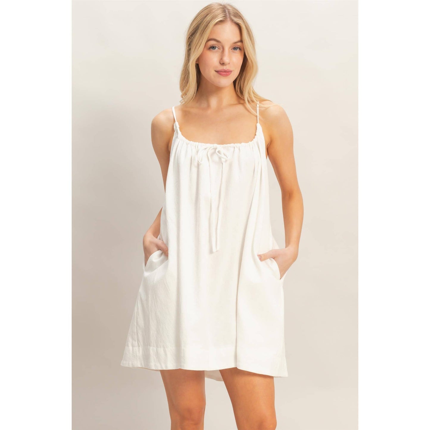 Gathered Tie Strap Dress