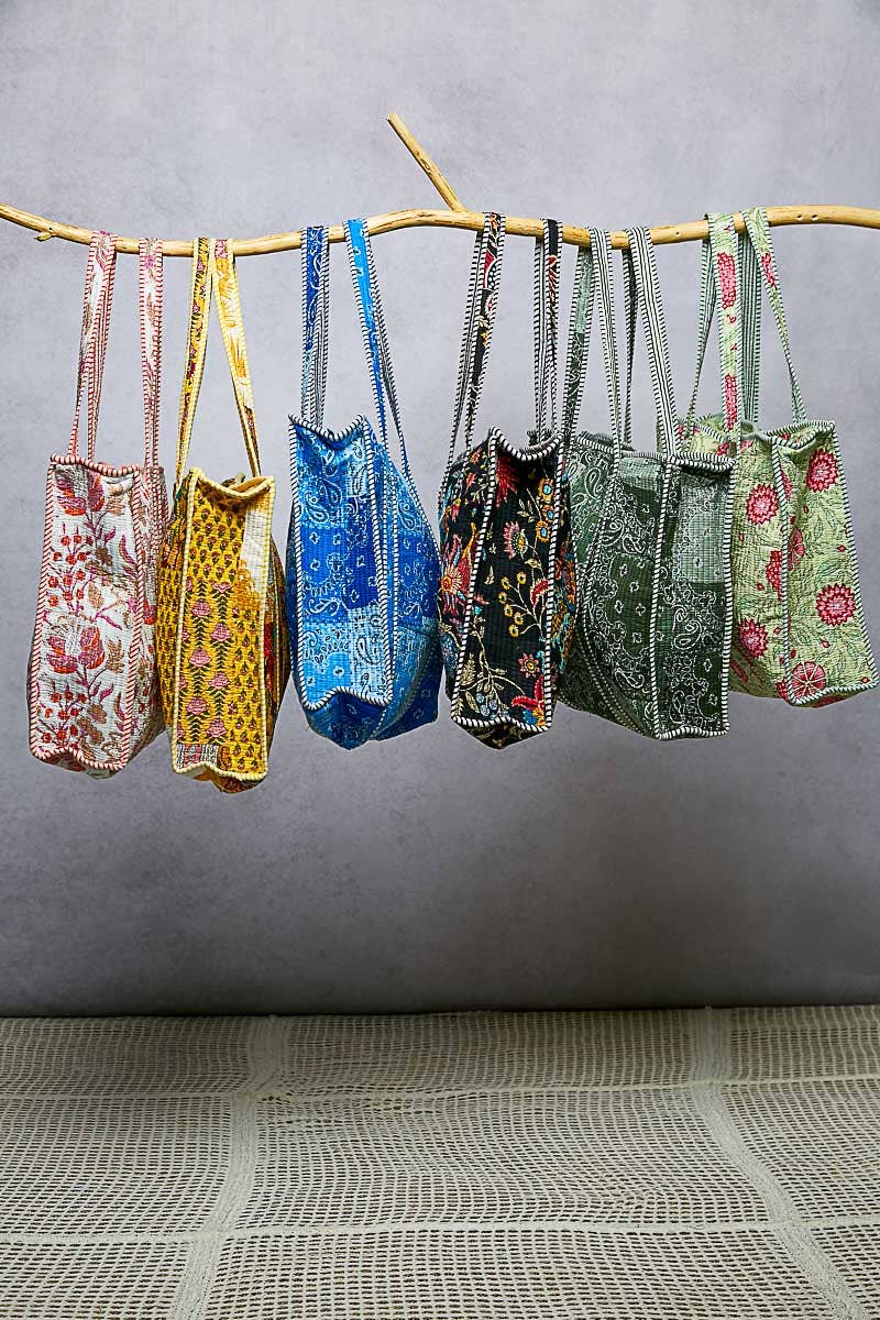 Bohemian Bias Tape Detail Roomy Fit Mint Tote Bag