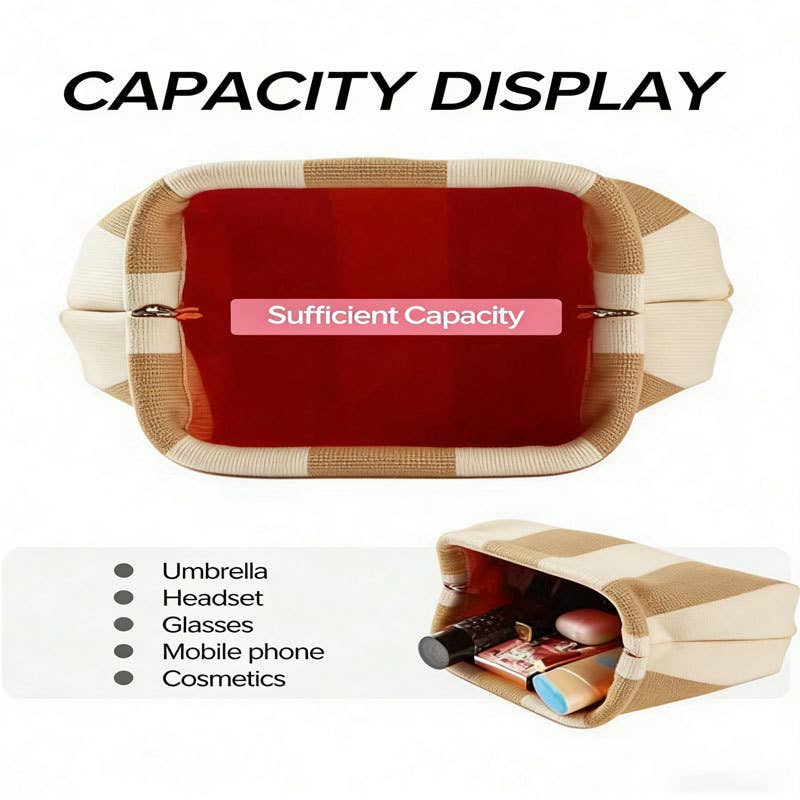 Color-block Striped Knit Cosmetic Bag Beach Knit Clutch