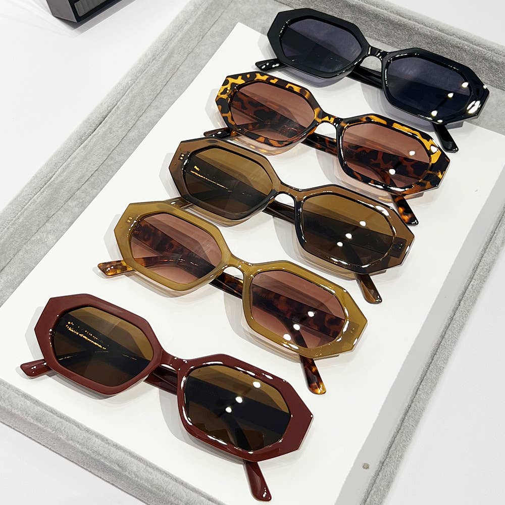 New geometric fashion polygon minimalistic sunglasses