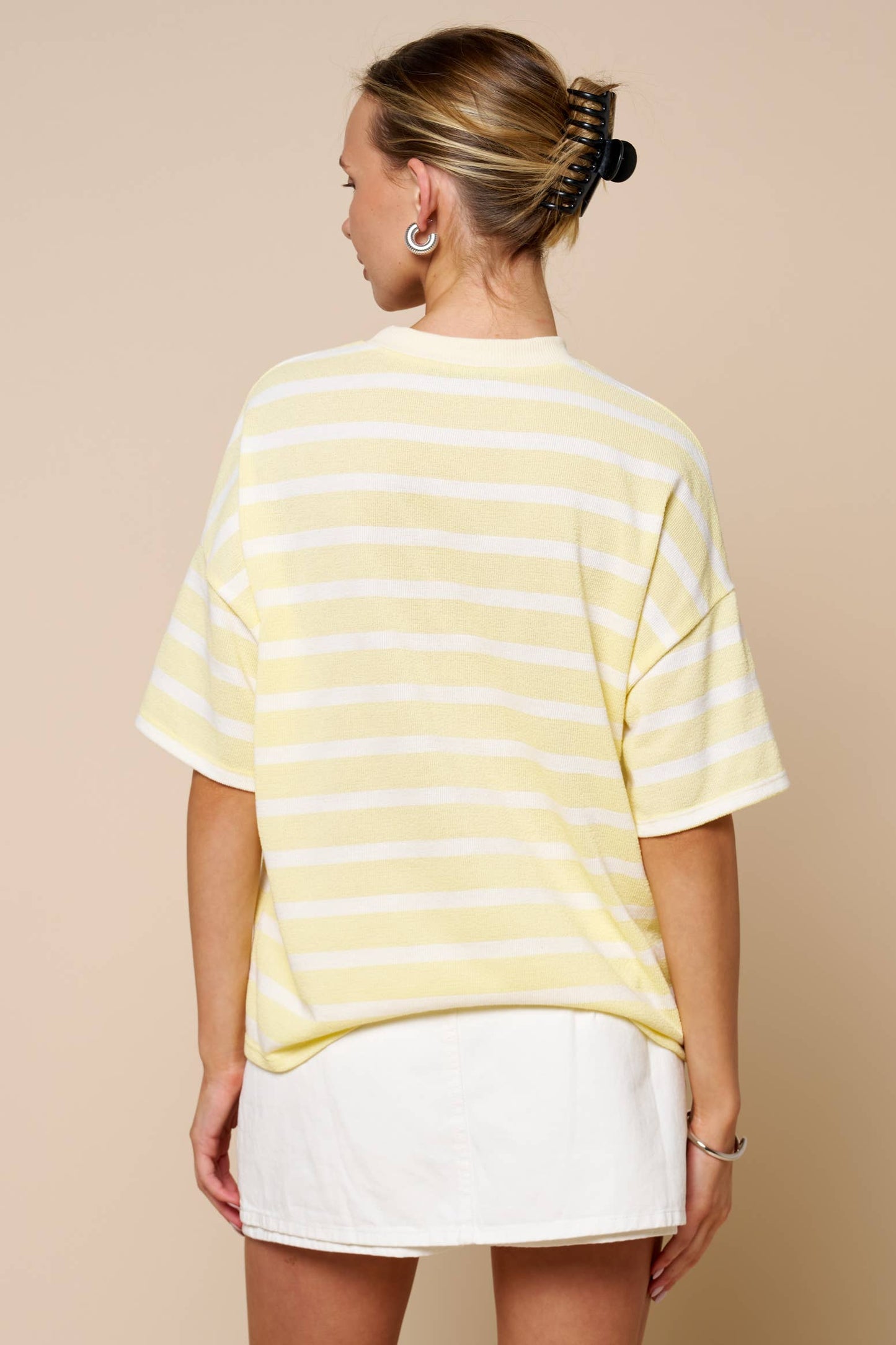 Striped Short Sleeve Knit Top
