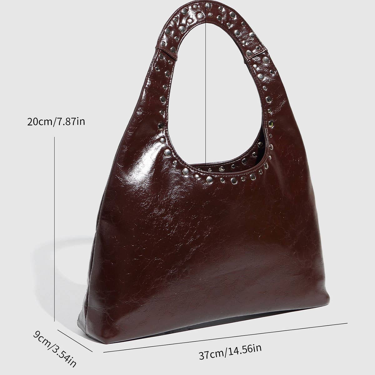 Vintage Punk Studded Large Shoulder Bag
