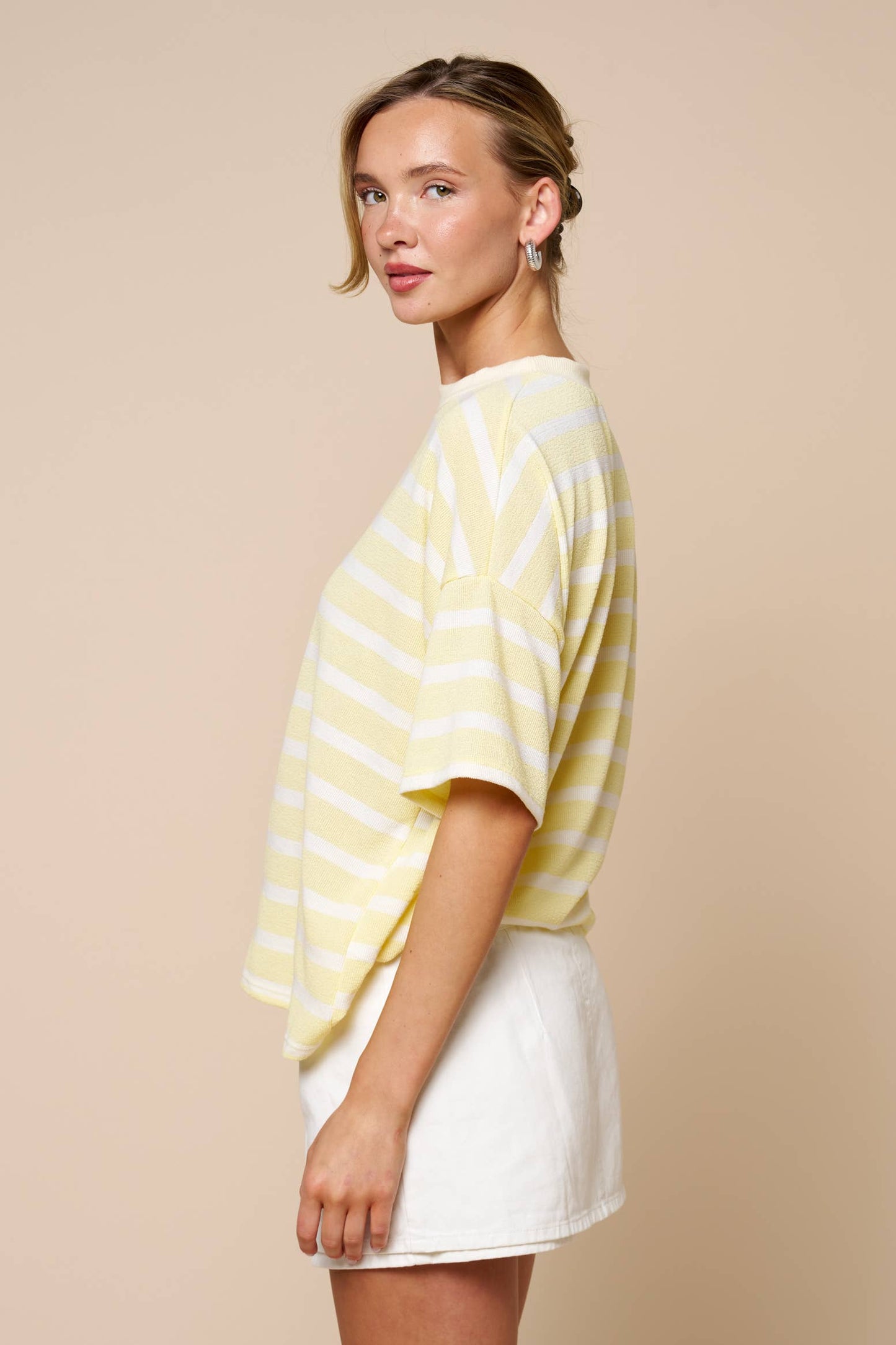 Striped Short Sleeve Knit Top