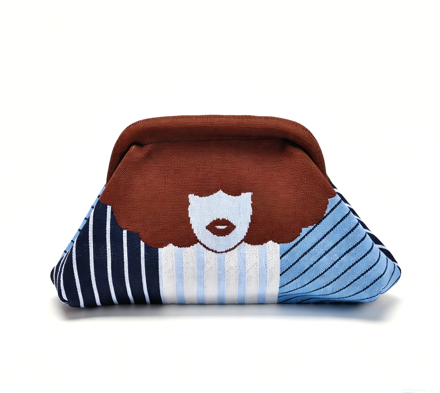 Stripe Knit Cosmetic Bag Beach Knit Clutch Pouch