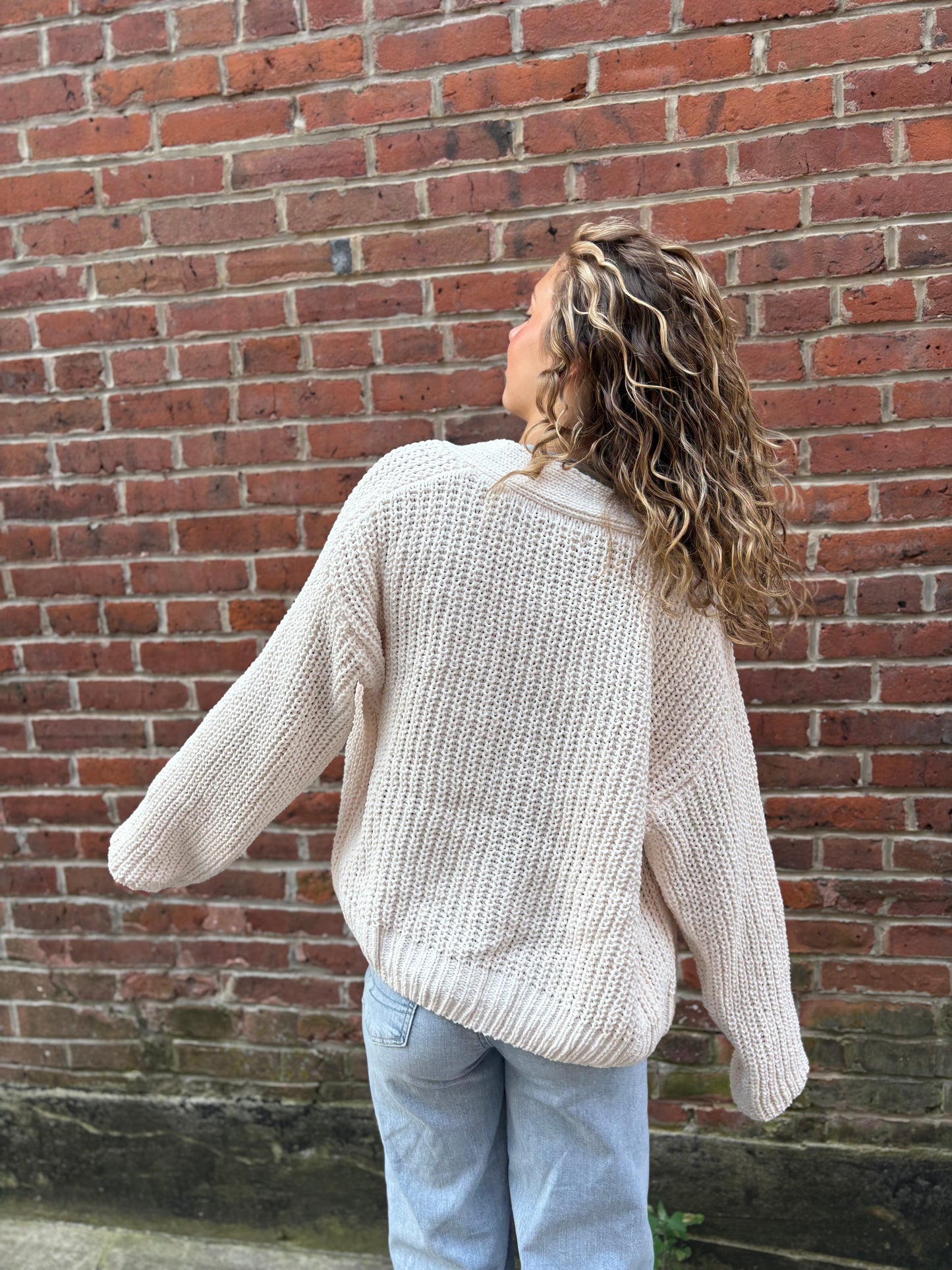 Long sleeve exaggerated button sweater cardigan top SALE