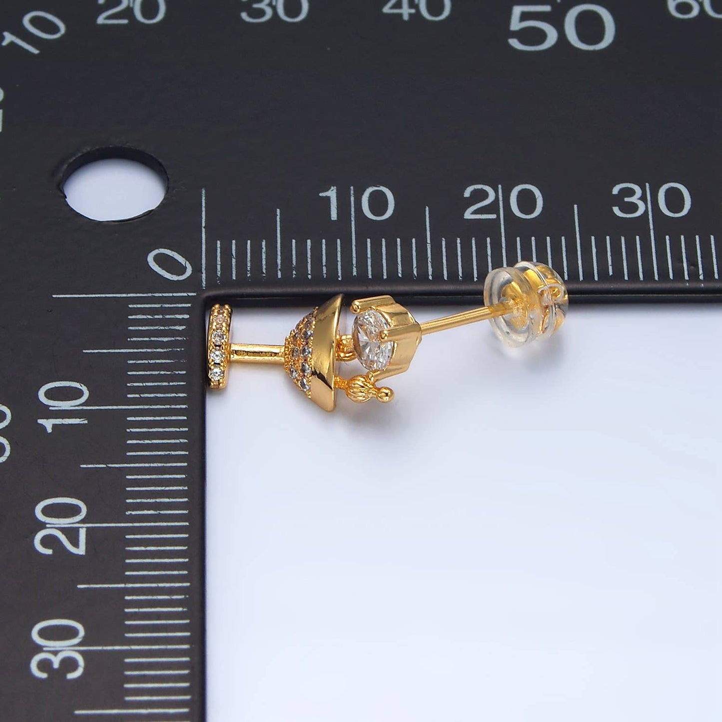 24K Gold Filled CZ Paved Martini Alcohol Drink Studs | AD728