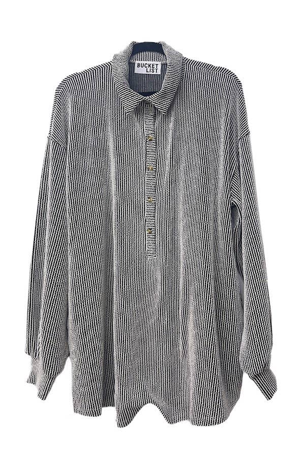 R5364 | [OUTLET SALE] Oversize Button Up Collard Knit Romper