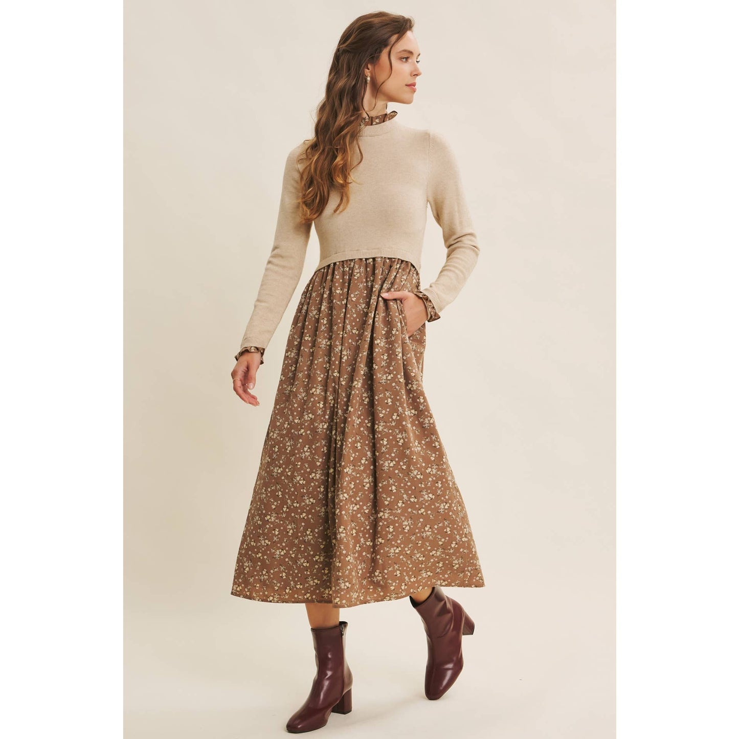 RUFFLED SWEATER DRESS