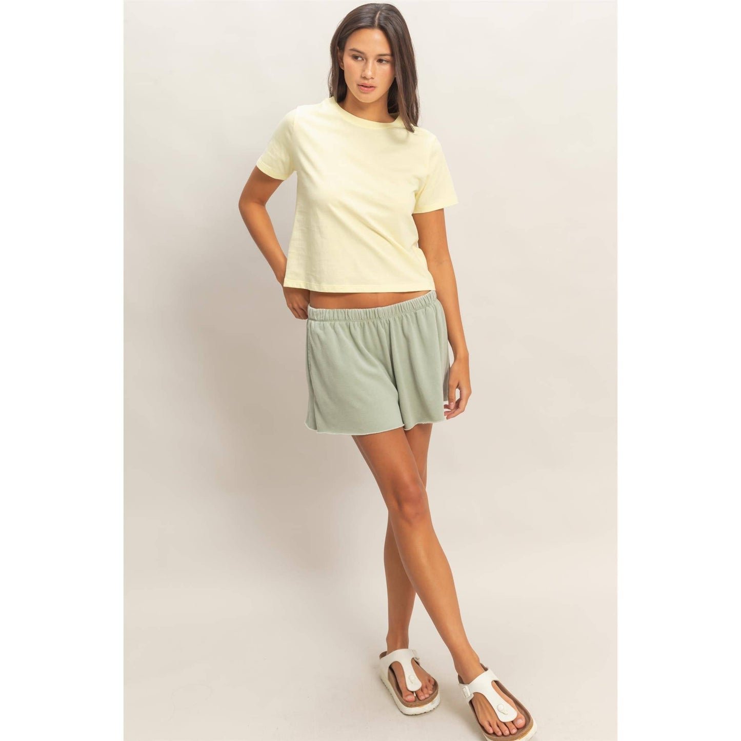 Mineral Wash French Terry Shorts and T- shirt set