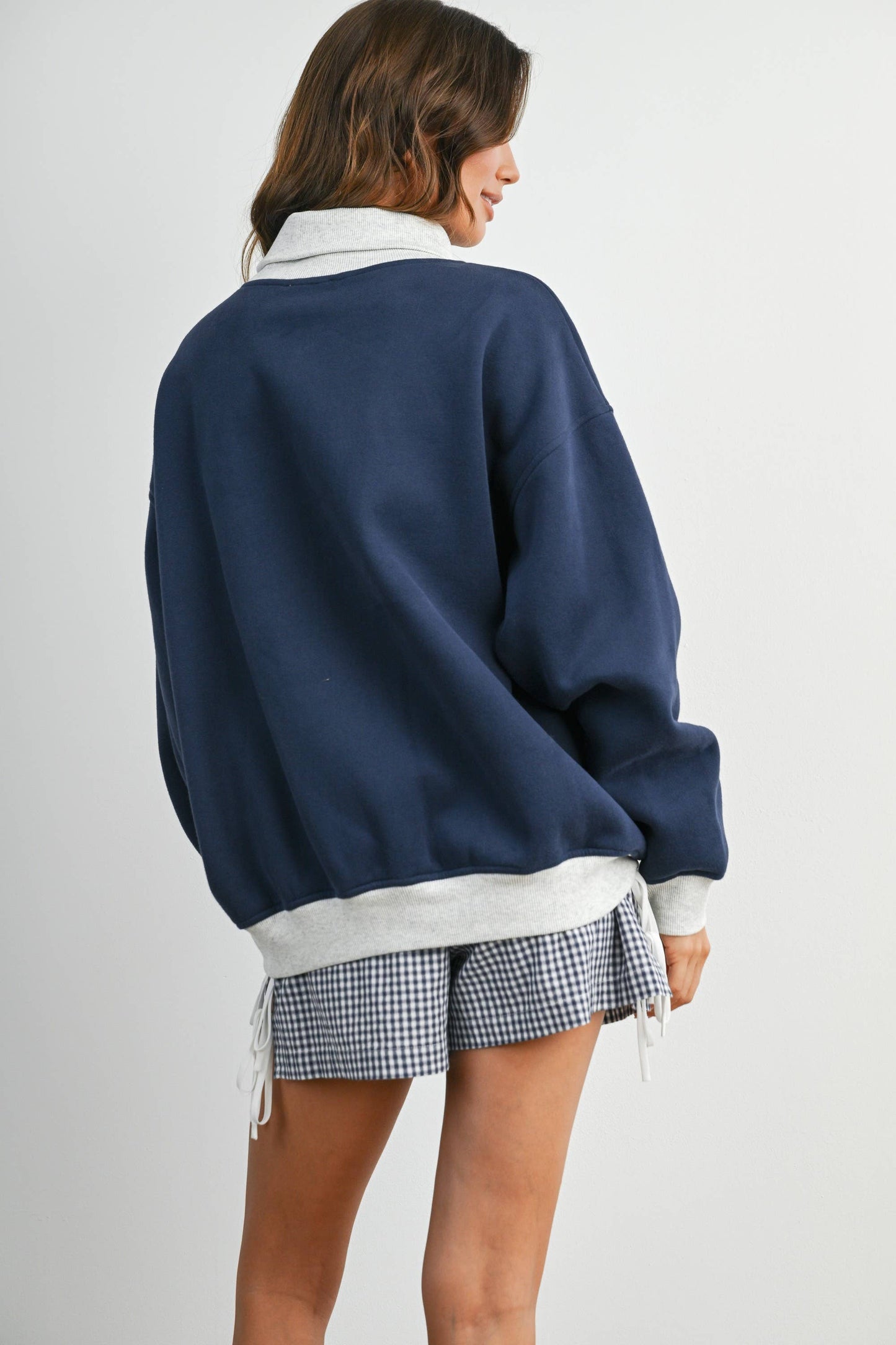 Cozy Contrast Turtleneck Sweatshirt