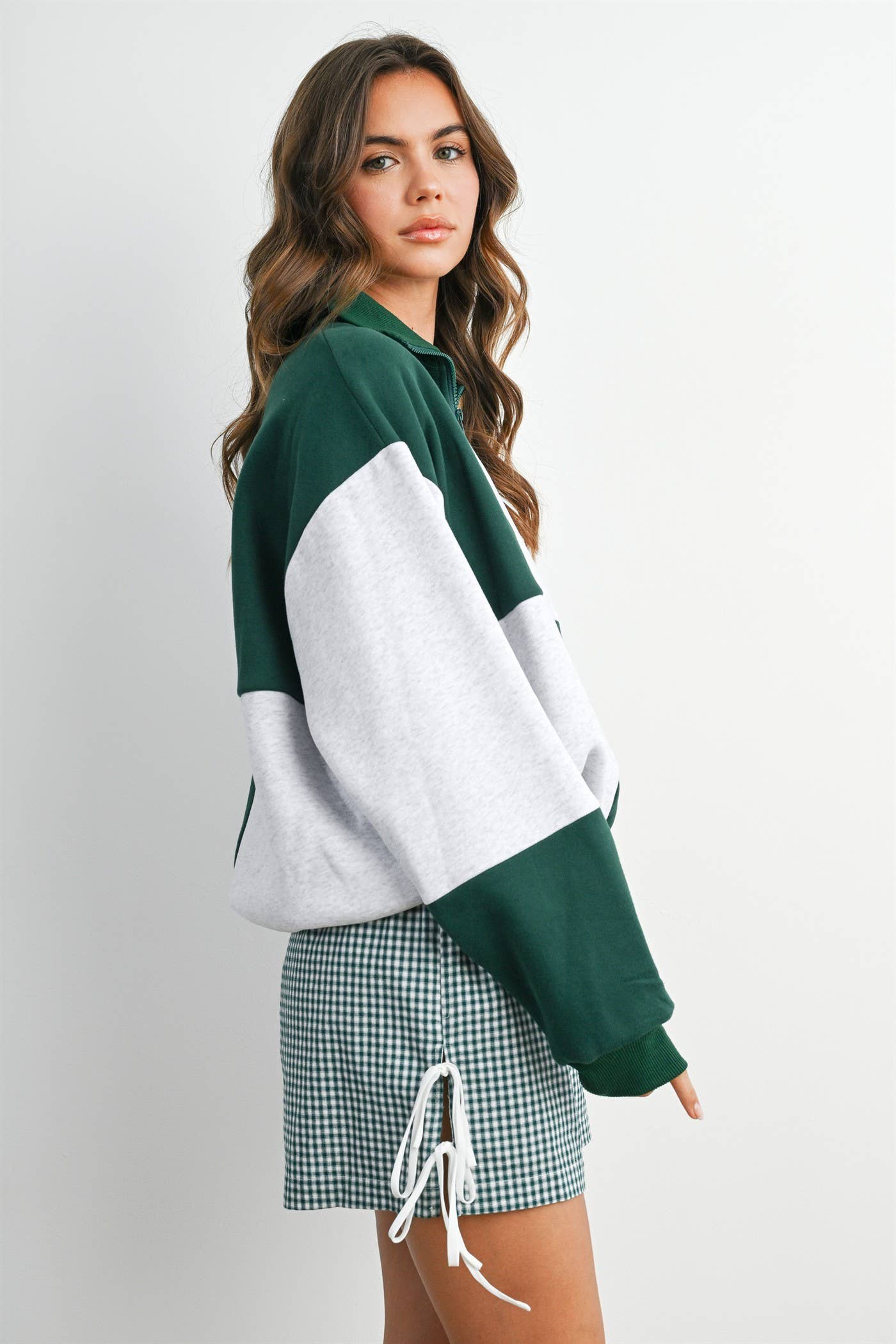 Color Block Quarter-Zip Sweatshirt