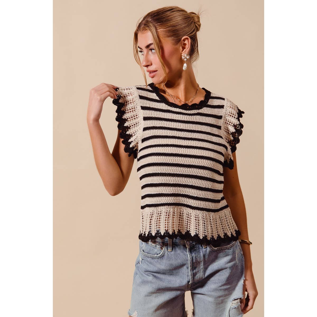 STRIPE LIGHTWEIGHT SWEATER TOP