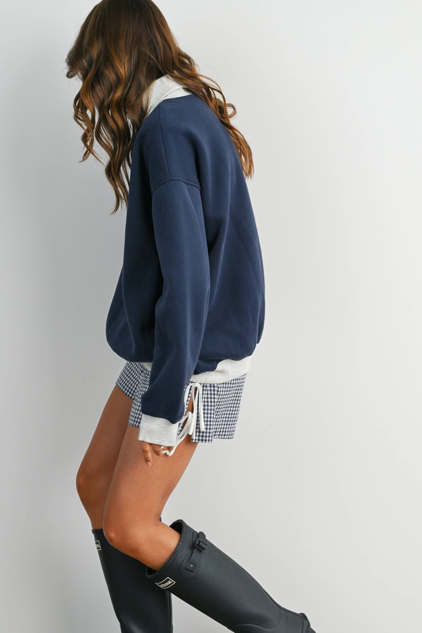 Cozy Contrast Turtleneck Sweatshirt