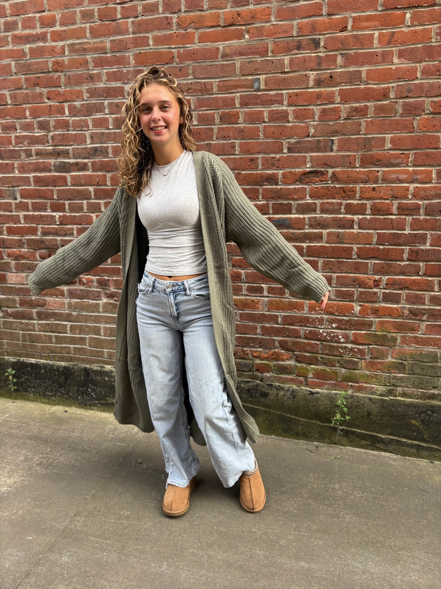 Open front long sleeves long cardigan sweater