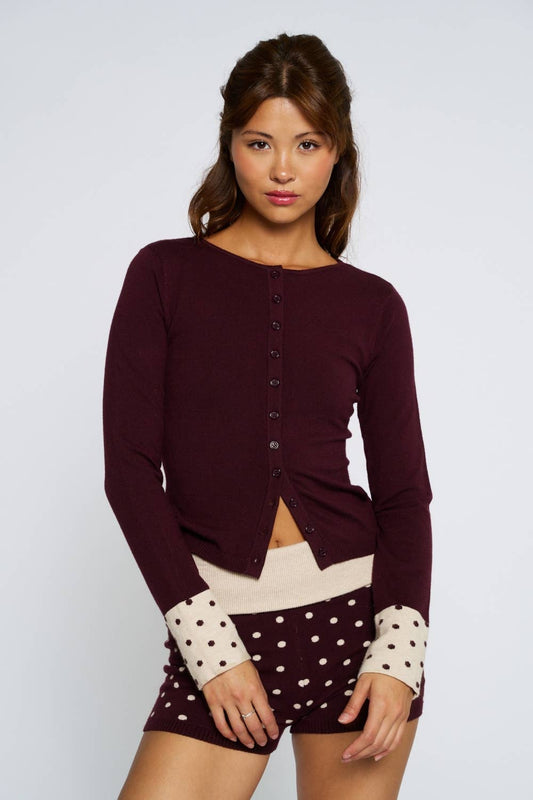 Button Down Polka Dot sleeve Cardigan