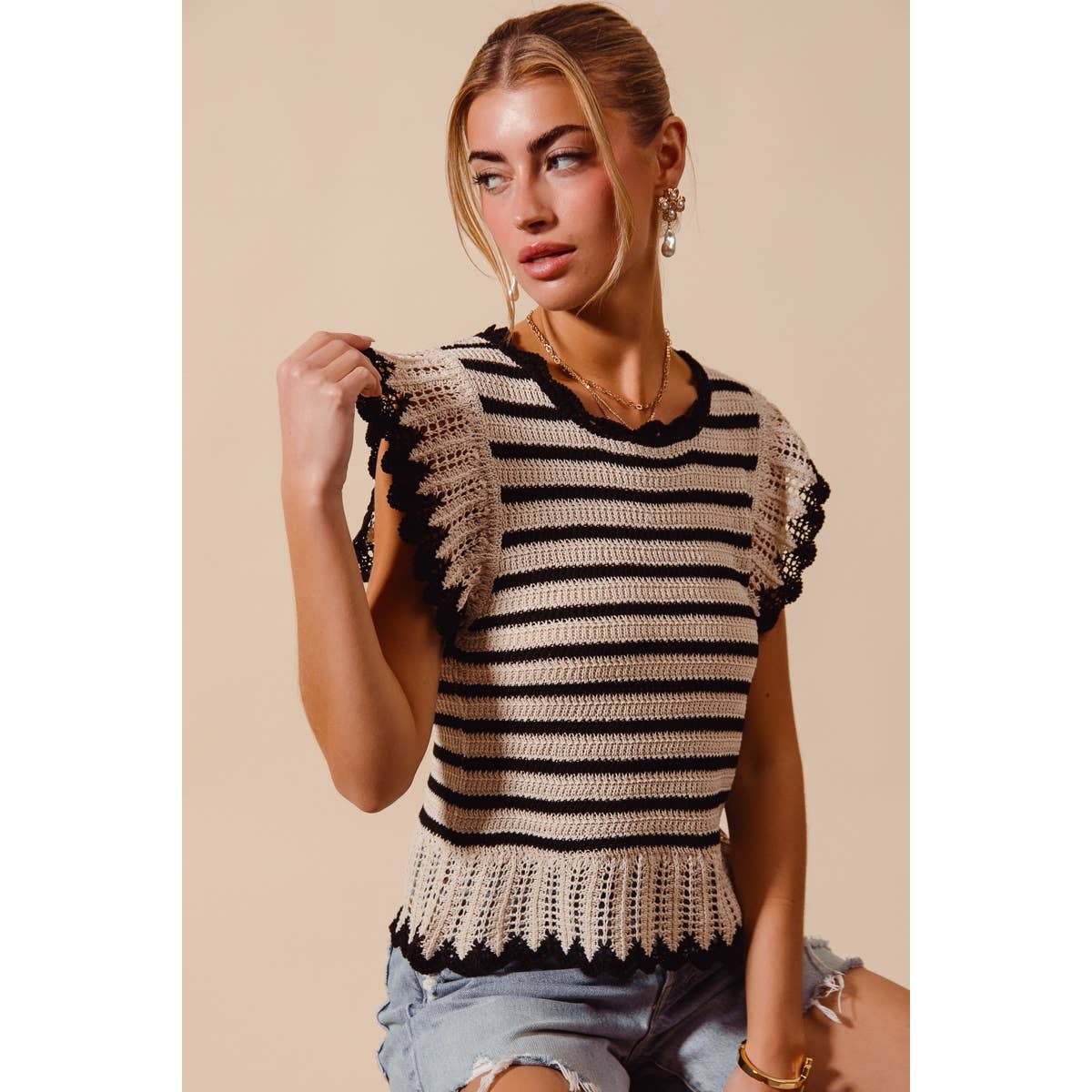 STRIPE LIGHTWEIGHT SWEATER TOP