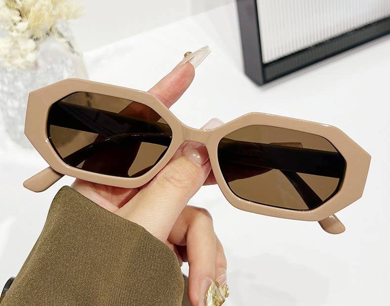 New geometric fashion polygon minimalistic sunglasses
