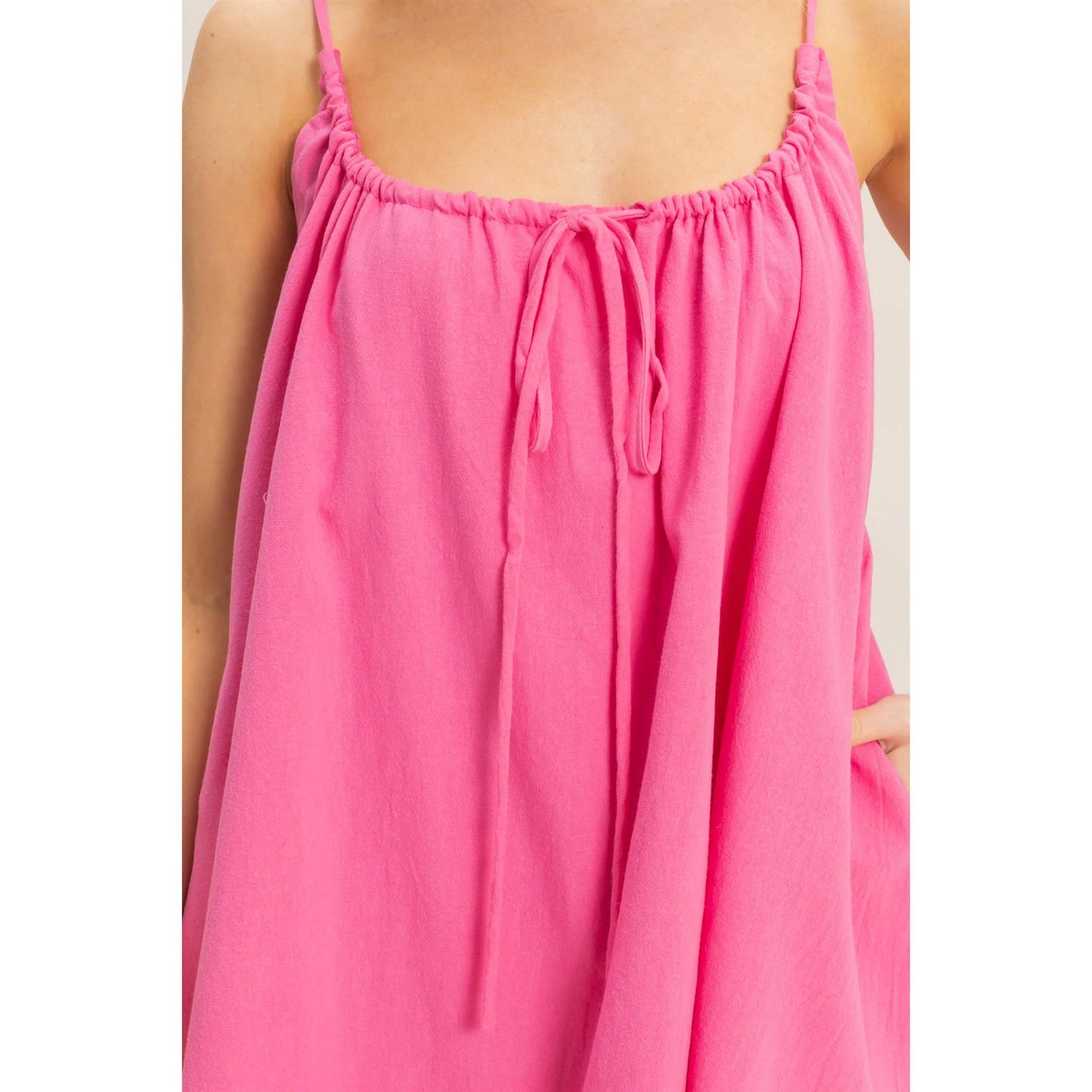 Gathered Tie Strap Dress