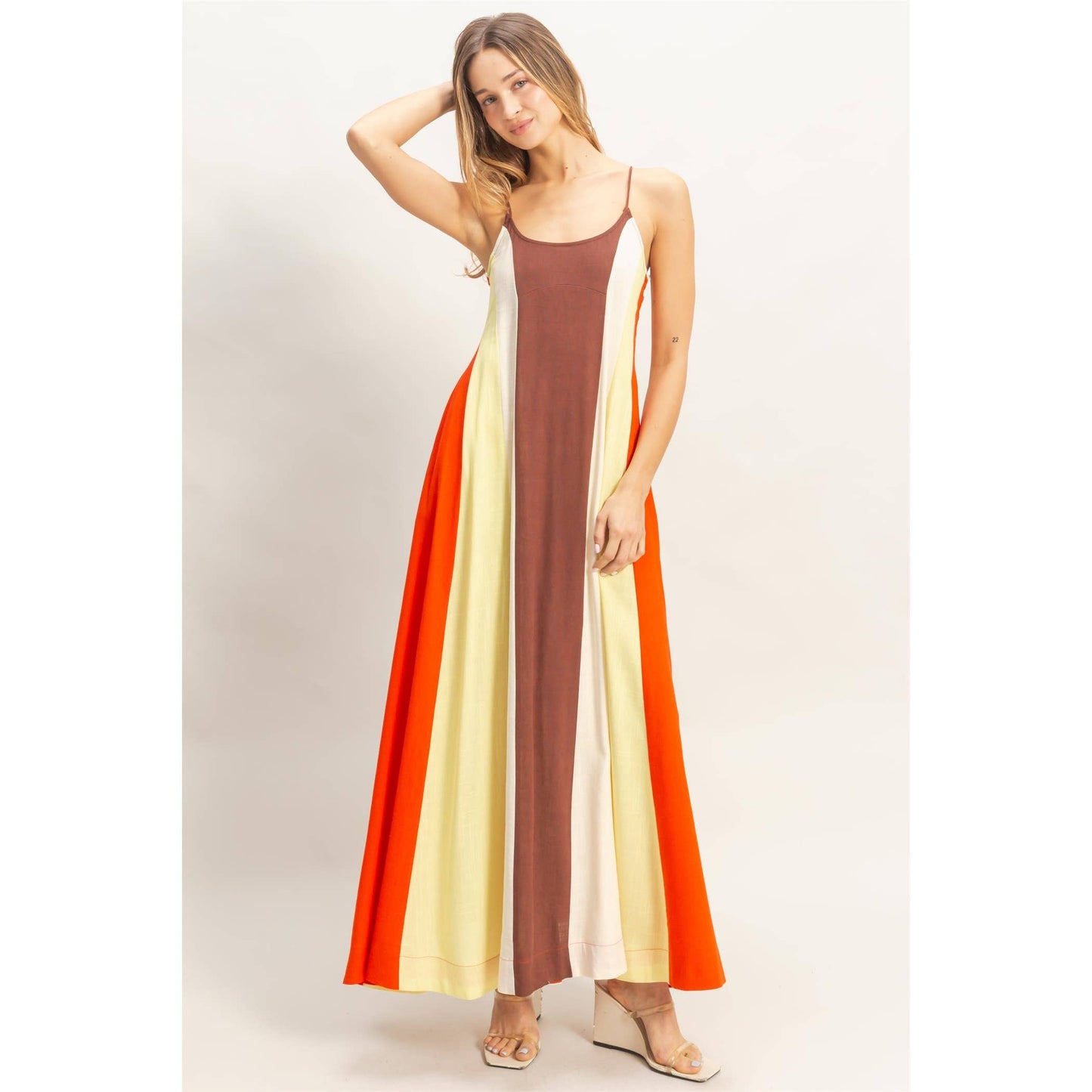 Strappy Colorblock Maxi Dress