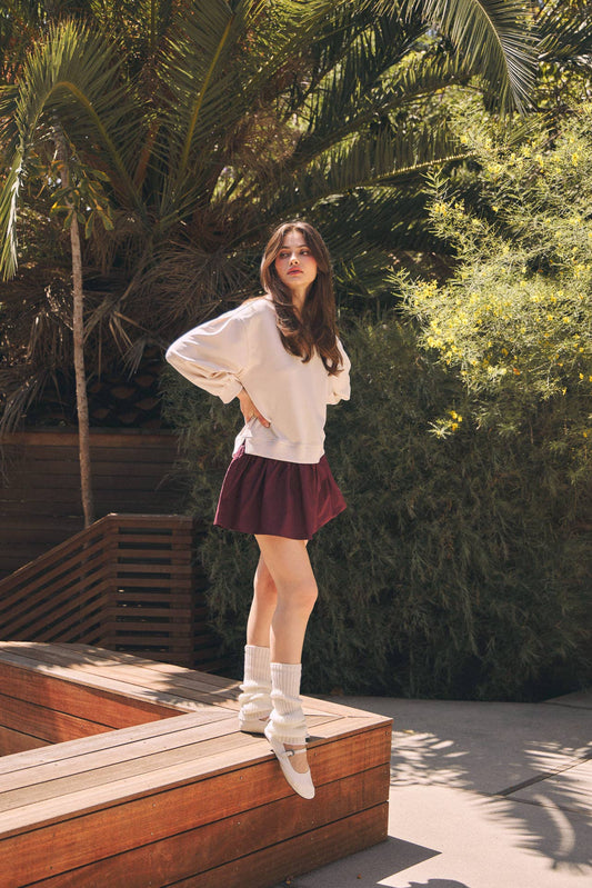 MIXED FABRIC PREPPY MINI DRESS WITH PLEATED SKIRT