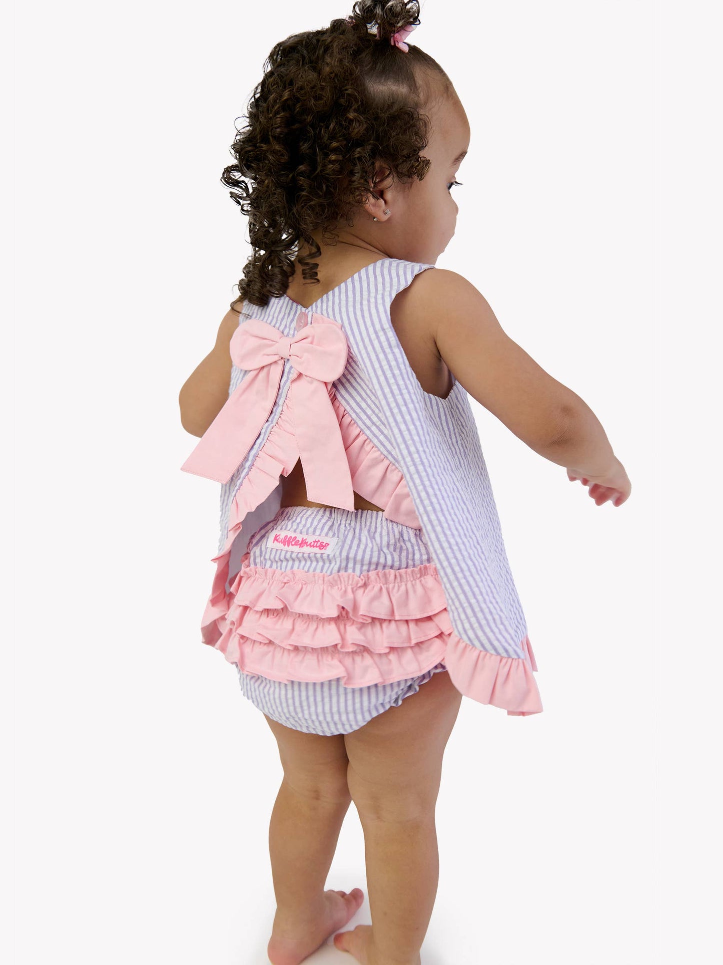 Baby Girls Wisteria Purple Signature Seersucker Ruffle Swing Top & Ruffle Bloomer Set