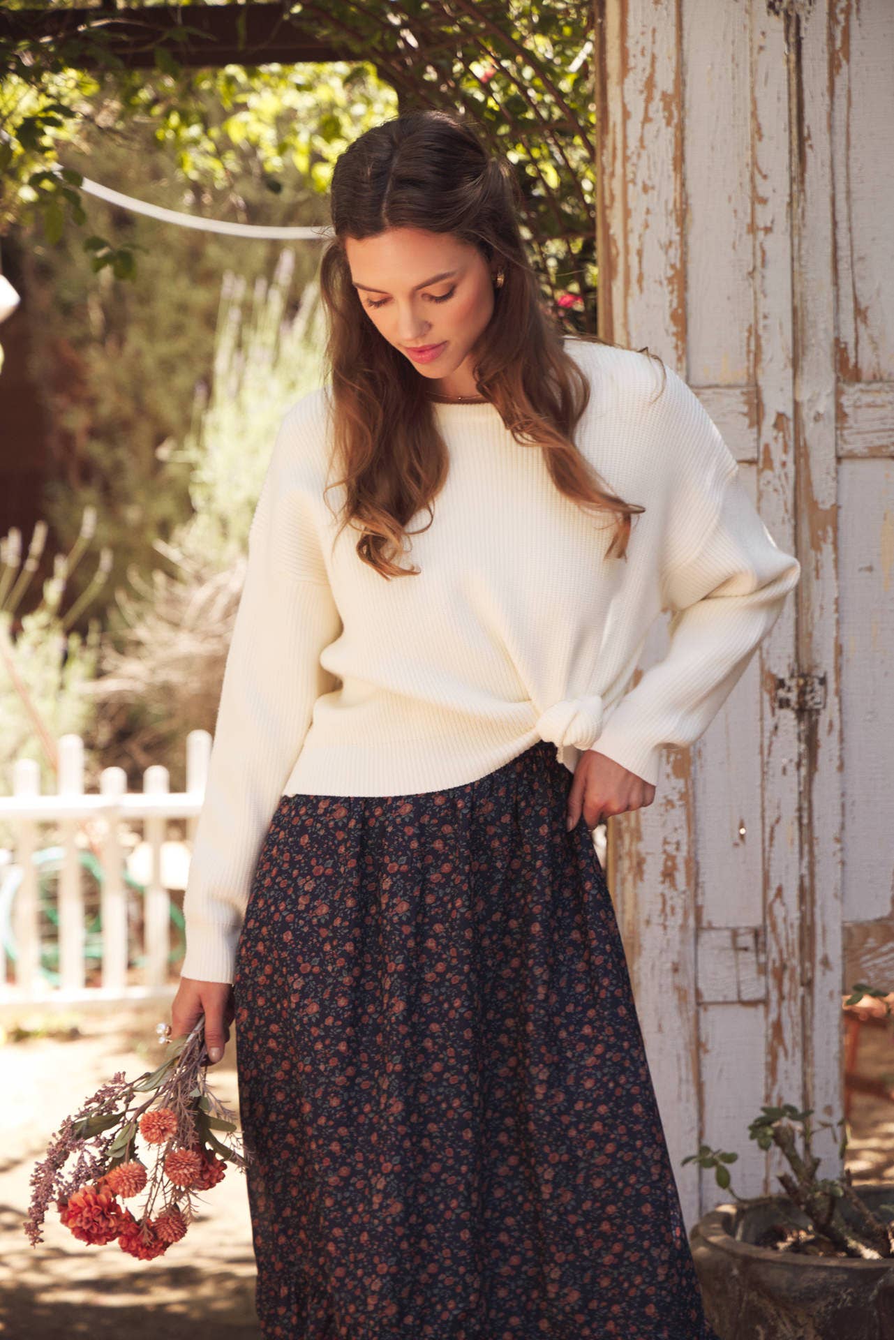 SWEATER WITH SATIN BACK TIE