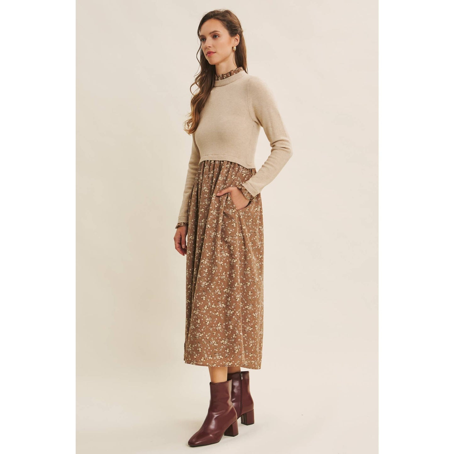 RUFFLED SWEATER DRESS