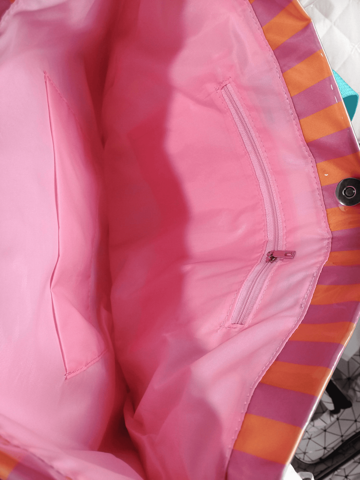 Color block Striped Tote Bag PVC Handbag