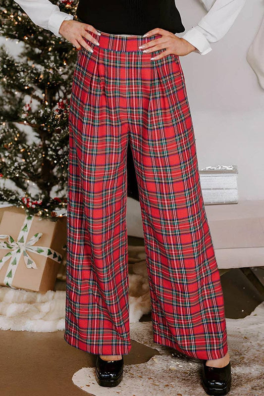 Plaid Wide Leg Pants