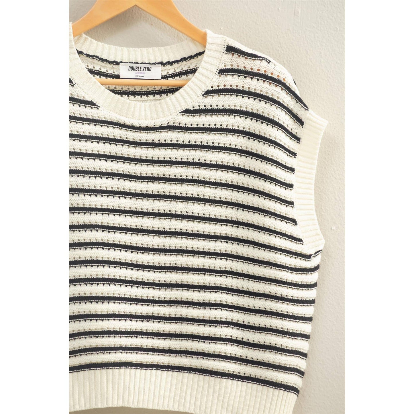 Striped Sleeveless Crew Neck Top