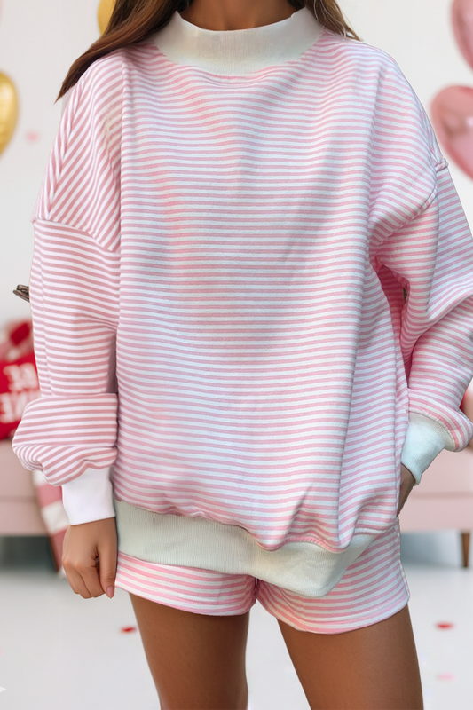 Valentine Oversize Mock Neck Sweatshirt and Shorts Set
