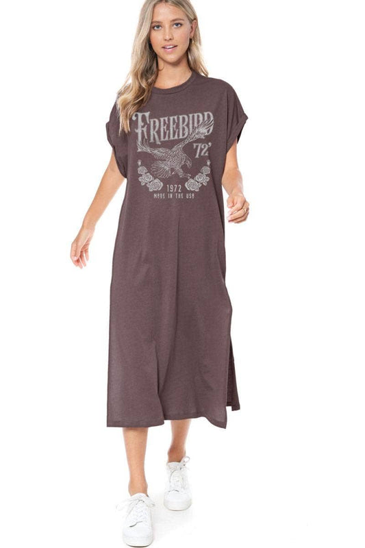 Free Bird 72 Vintage Graphic Maxi Dress Top