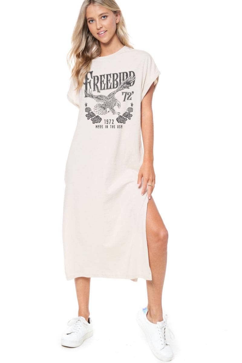 Free Bird 72 Vintage Graphic Maxi Dress Top