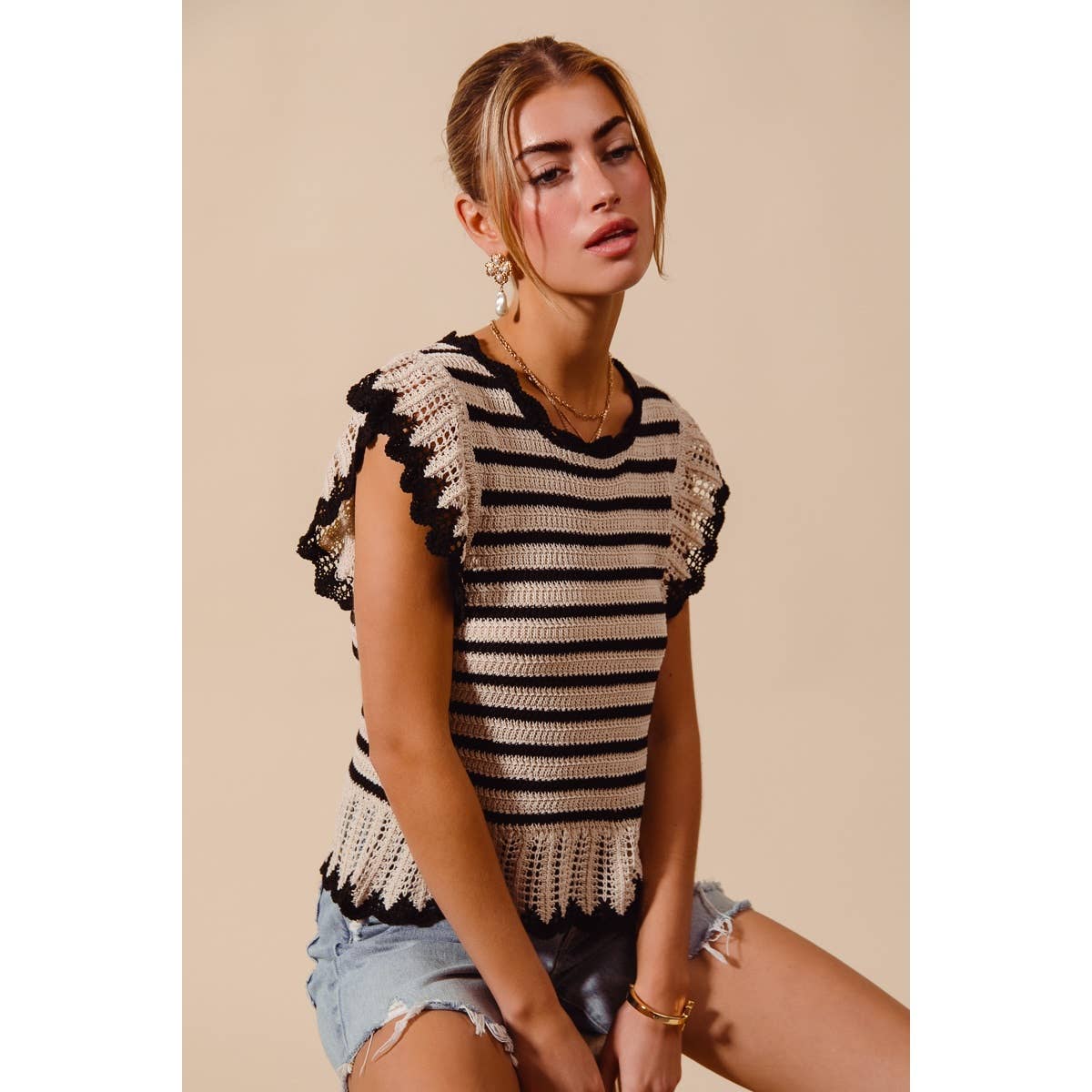 STRIPE LIGHTWEIGHT SWEATER TOP