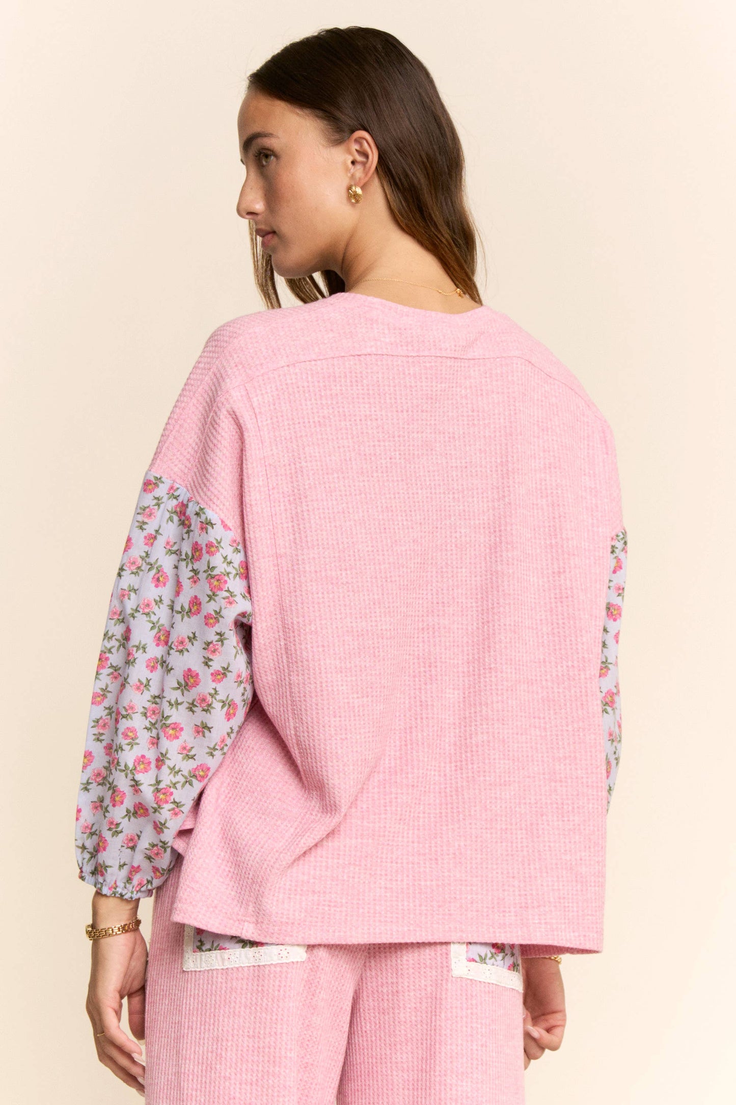 RUFFLE LAYERED HEART PATCH WORK TOP