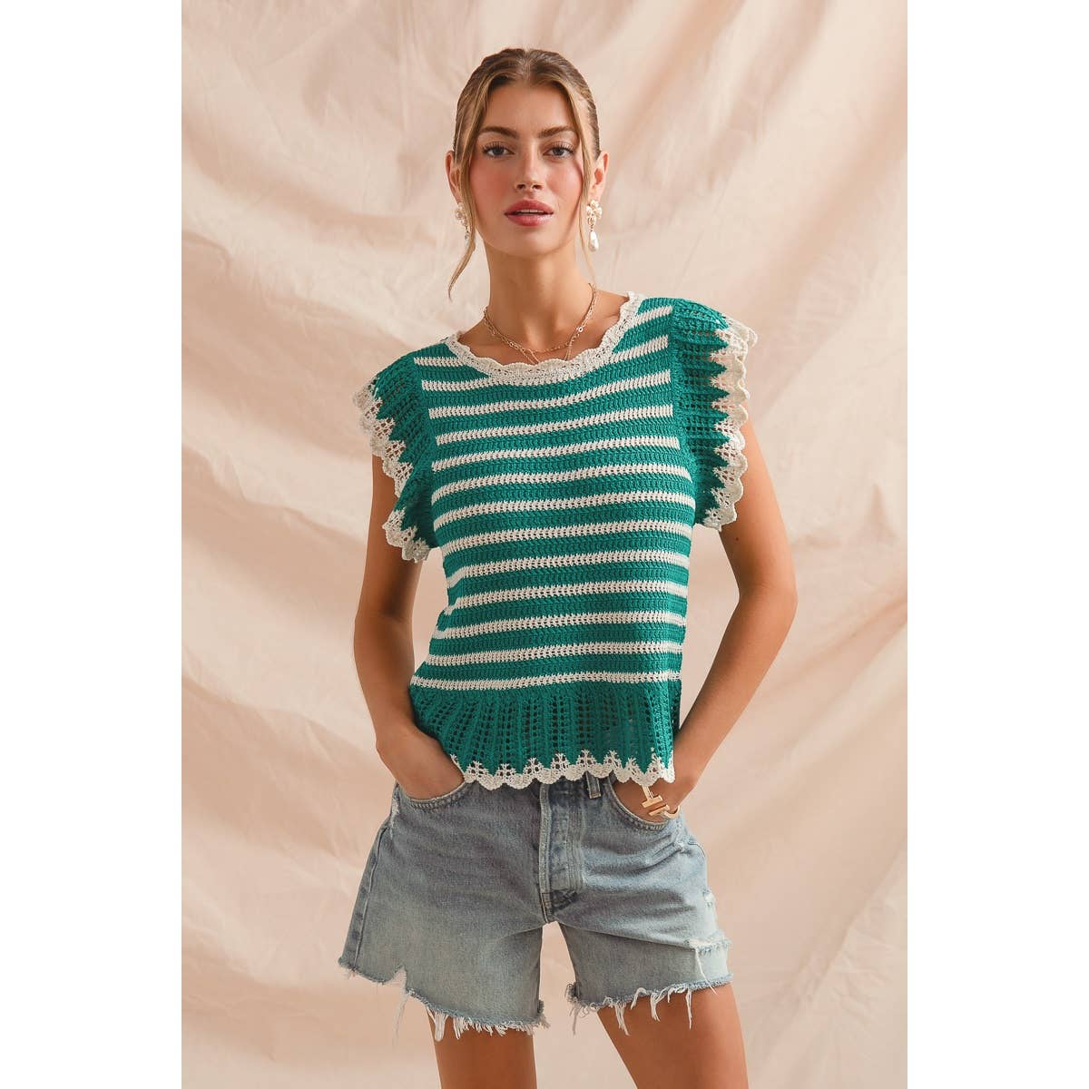 STRIPE LIGHTWEIGHT SWEATER TOP