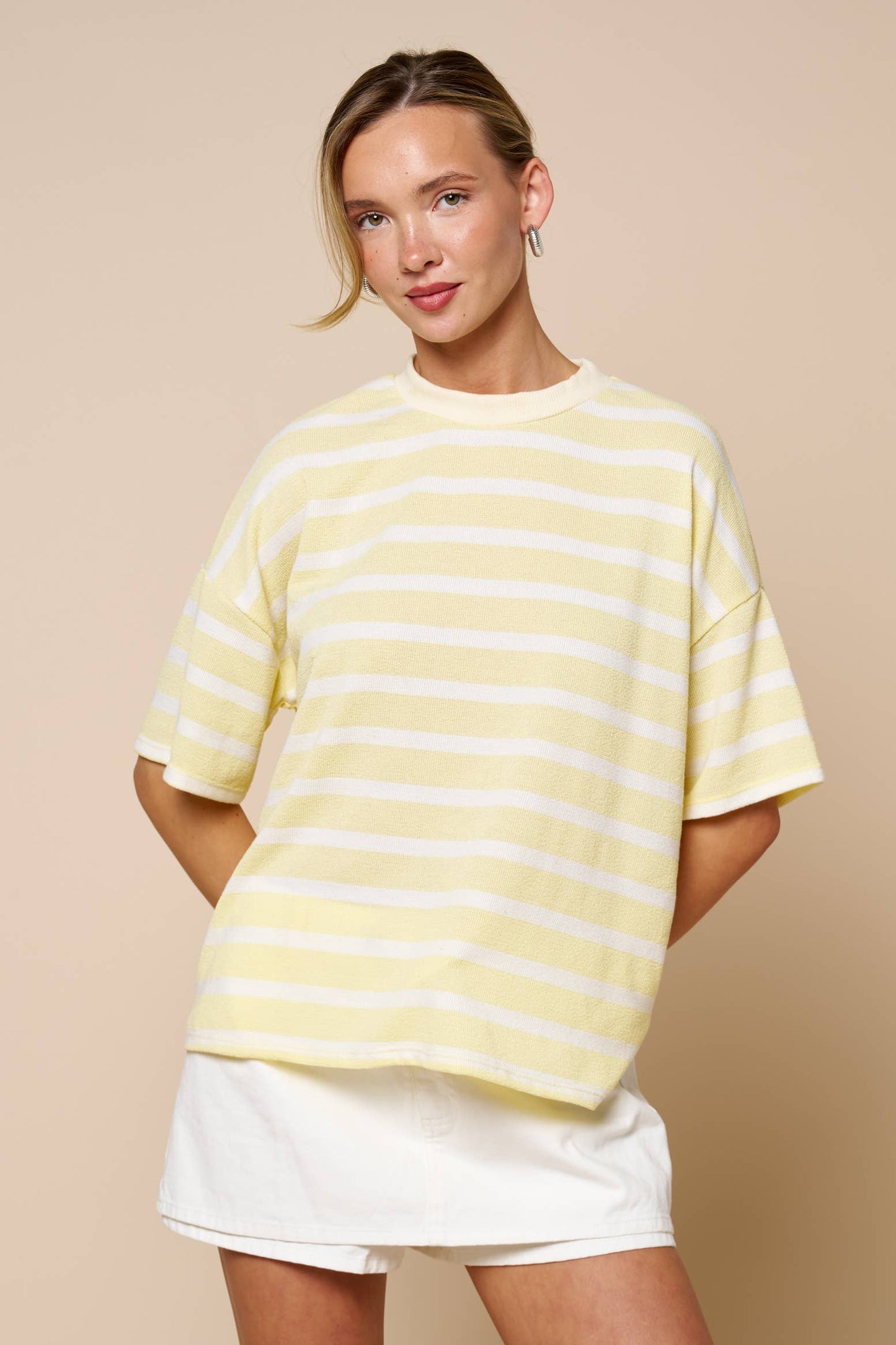 Striped Short Sleeve Knit Top