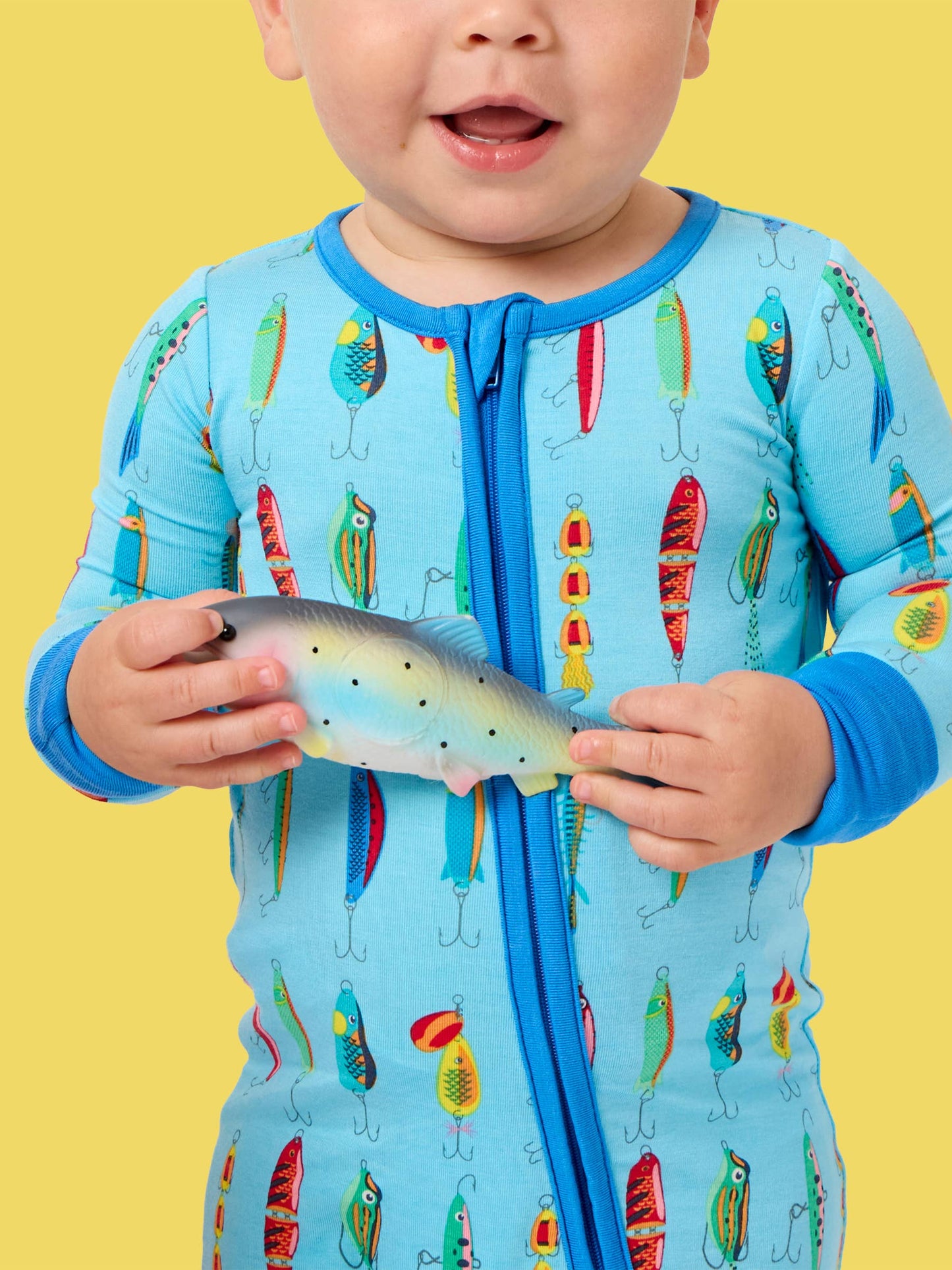 SoftSnooze™ Baby Bamboo Viscose Gone Fishin Convertible One Piece Footie Pajama