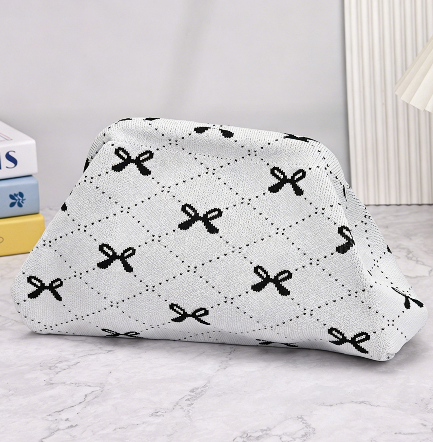 Stripe Knit Cosmetic Bag Beach Knit Clutch Pouch