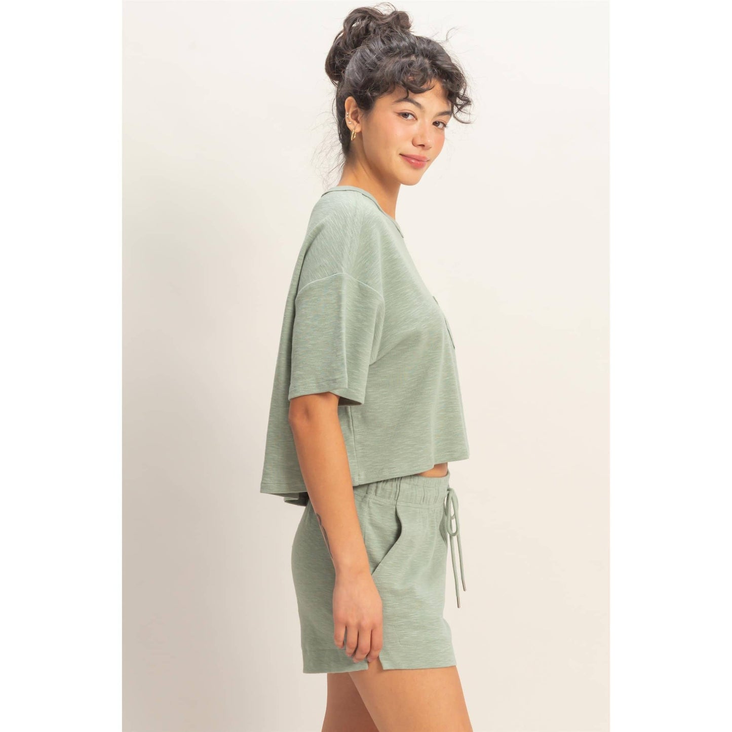 Mineral Wash French Terry Shorts and T- shirt set