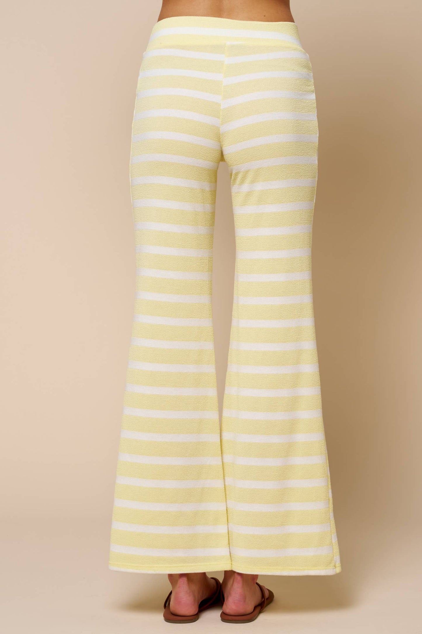 Striped High-Waisted Flare T Shirt Set