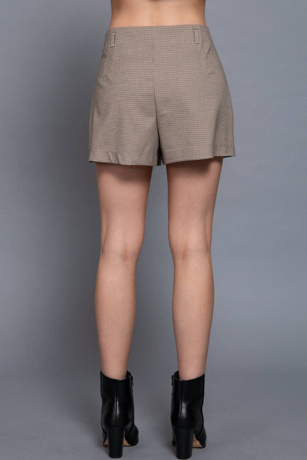 Checked High Waist Shorts