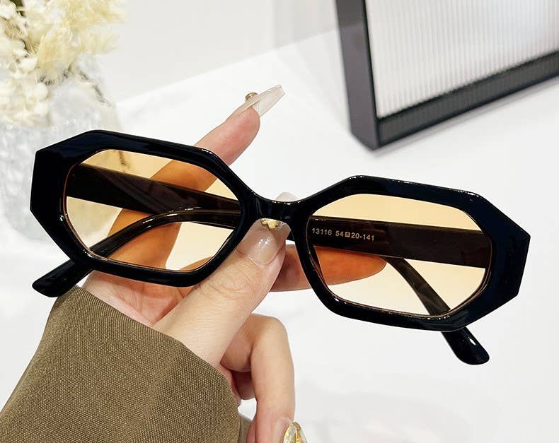 New geometric fashion polygon minimalistic sunglasses