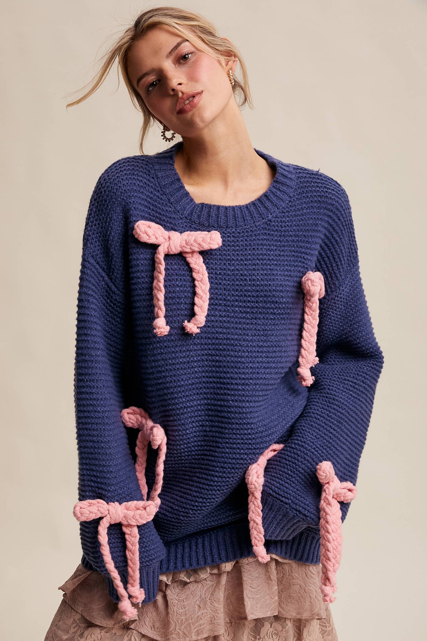 Chunky Bow Knit Sweater