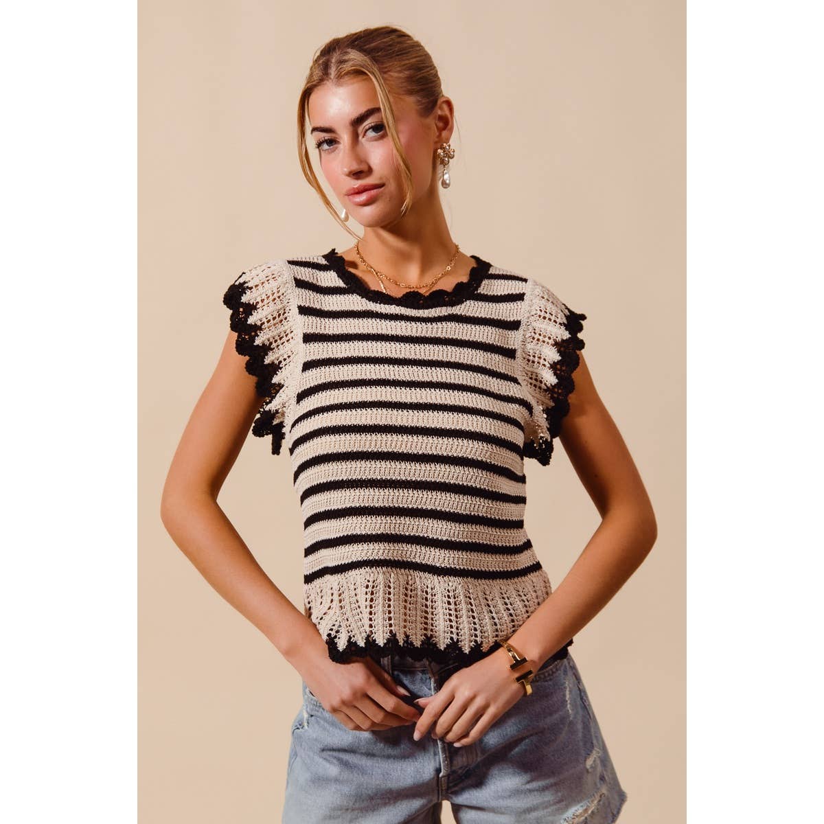 STRIPE LIGHTWEIGHT SWEATER TOP