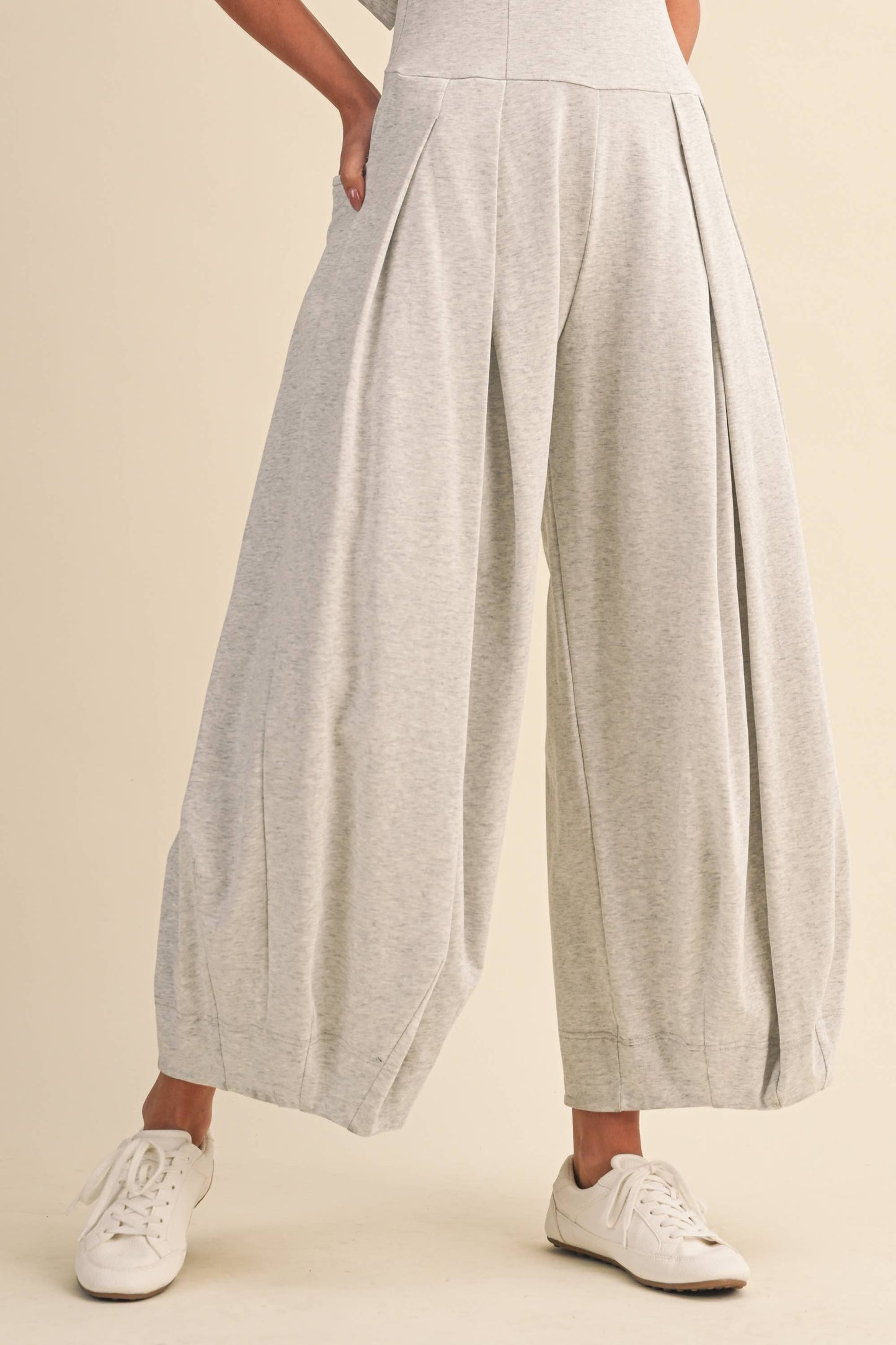 FOLDOVER STRAPLESS SMOCKED BACK PLEATED BARREL JUMPSUIT